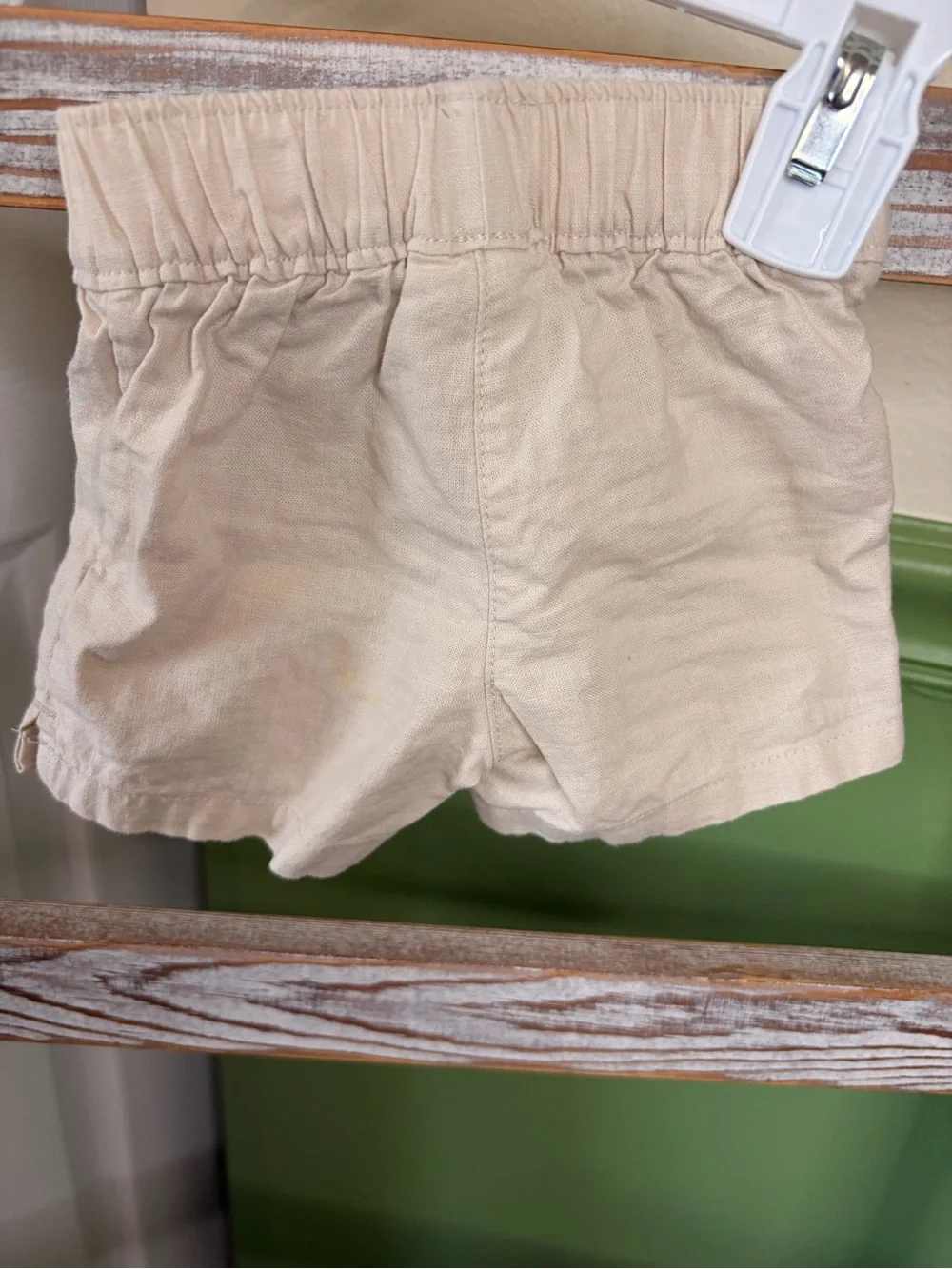 🌿 Carter’s Newborn Beige Embroidered Button Up Shirt Shorts Set